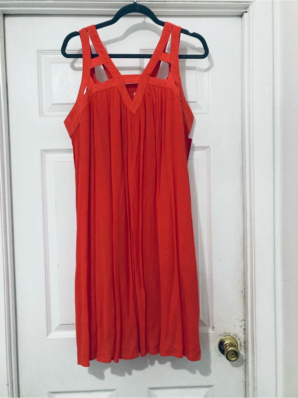 Xhilaration Orange Double-Strap V-Neck Midi Dress